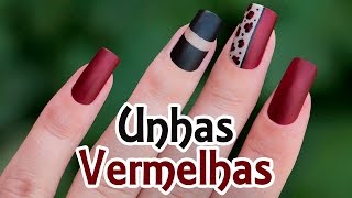 UNHAS DECORADAS VERMELHAS  Ideia Rosa [upl. by Jeremias]