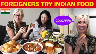 Foreigners try Indian Food  Foreigners trying PANIPURI \PAVBHAJI Indian Food reaction indianfood [upl. by Cary532]