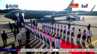 AgongKita Keberangkatan tiba Sultan Ibrahim di Pangkalan Tentera Udara Subang [upl. by Trefor]