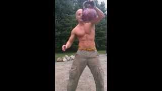 70 lb kettlebell flips one handed [upl. by Knudson253]