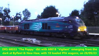 DRS 68033 quotThe Poppyquot tampt with 68018 quotVigilantquot passing Byfleet amp New Haw on 280923 [upl. by Suirtimid587]