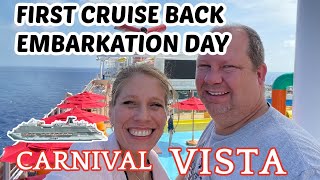 CARNIVAL VISTA FIRST CRUISE BACK EMBARKATION DAY From Galveston Life With Favor Part 1 [upl. by Marthena]