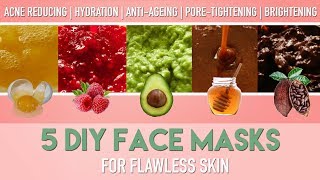 5 DIY FACE MASKS for flawless skin  Homemade Natural ACNE remedies  Anti Ageing etc  PEACHY [upl. by Henleigh551]