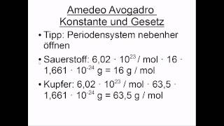 Avogadro Konstante  Avogadro Gesetz [upl. by Clapper]