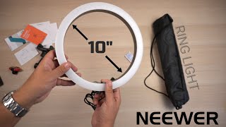 Neewer 10quot Ring Light W Tripod UnboxingReview [upl. by Esinnej]