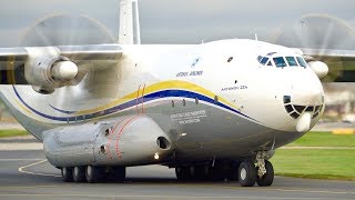 Worlds largest propeller plane  Antonov AN22  Landing and Takeoff at Manchester Airport [upl. by Tripp879]