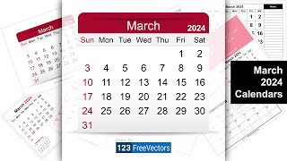 March 2024 Calendar  123FreeVectors [upl. by Brownson]