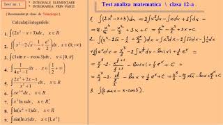 Test  integrare prin parti integrarea functiilor elementare Tehnologic [upl. by Nonnek]