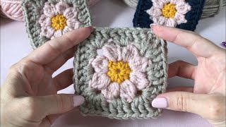 Dainty Daisy Granny Square Crochet Tutorial Absolutely Beginner Friendly [upl. by Carli]