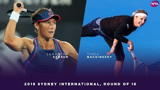 Samantha Stosur vs Timea Bacsinszky  2019 Sydney International Round of 16  WTA Highlights [upl. by Leerzej]