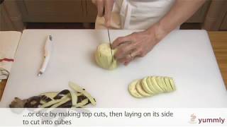 How to Peel amp Cut an Eggplant  Cooking Basics by Yummly [upl. by Algy844]