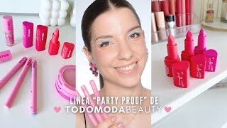 Reseña PARTY PROOF de TODO MODA BEAUTY  Probamos todo y ponemos a prueba los delineadores de color [upl. by Benni]