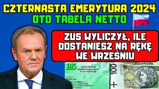 ⚡️Czternasta emerytura w 2024  oto tabela netto ZUS wyliczył ile dostaniesz na rękę we wrześniu [upl. by Nael]