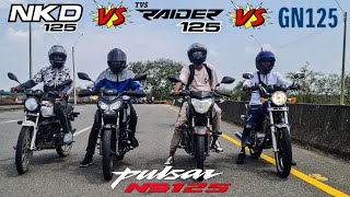 SUZUKI GN 125 VS NKD 125 VS TVS RAIDER 125 VS PULSAR NS 125 😱🔥 ¡BATALLA A MU3RT3 DRAG RACE [upl. by Mcnalley]