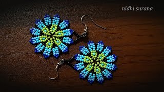 ⚜️ Beautiful Huichol Earrings  How to make Seed bead Earrings Aretes Tutorial Diy 0430 [upl. by Yesak]