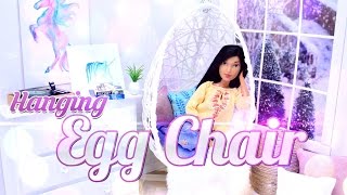 DIY  How to Make Hanging Egg Chair  Dollhouse Decor  Doll Crafts  4K [upl. by Kosel]