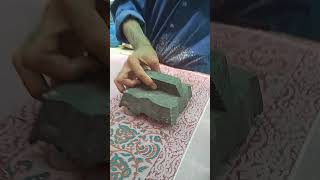 Carving and Printing with hand block printing in karachi tiles handblock blockprinting handmade [upl. by Trudi]