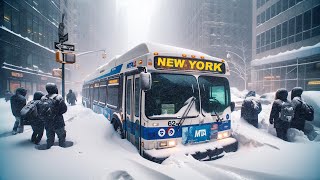 NYC 5AM Snow Walk in Manhattan  Heavy Snowfall in New York City 4K NYC Snow Walk in Manhattan ASMR [upl. by Enitsyrhc]