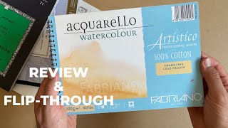 Review and flip through Fabriano Artistico Watercolor Sketchbook 100 cotton [upl. by Liam]