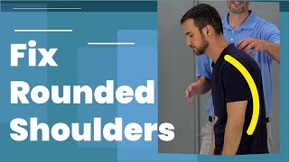 5 Exercises To Fix Rounded Shoulders Posture Long Term Fix [upl. by Arezzini715]