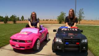 Power Wheels Race Disney Princess vs Police Charger [upl. by Azmuh]