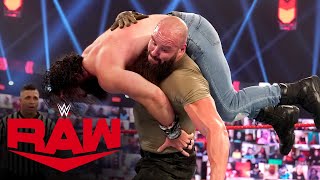 Bronson Reed hits Braun Strowman with a Tsunami onto a car in parking lot brawl Raw Aug 26 2024 [upl. by Ainwat]