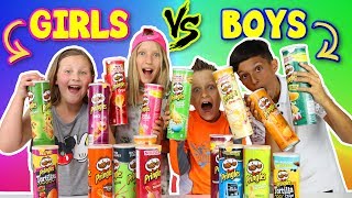 GIRLS vs BOYS Pringles Challenge [upl. by Sialac]