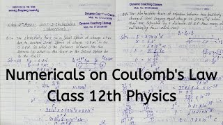 Numericals on Coulombs Law Chapter 1 Electric Charges and Fields Class 12 Physics [upl. by Chew]