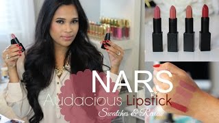 NEW Nars Audacious Lipsticks Lip Swatches and Review  MissLizHeart [upl. by Ferree545]