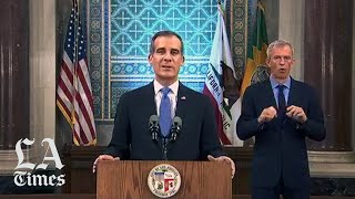 Mayor Eric Garcetti says thousands of LA city workers to be furloughed [upl. by Kravits]