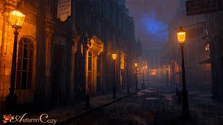 VICTORIAN AMBIENCE Victorian London Thunderstorm Horses Bells Walking on Cobblestone [upl. by Atinid309]