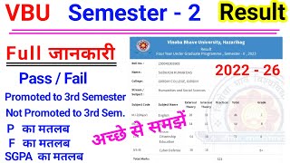 Semester 2 Result समझे VBU semester 2 marksheet kaise dekhen  not promoted ka matlab sem 2  p p f [upl. by Gabbi9]