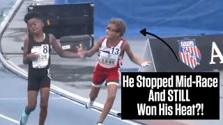 Kid Stops MidRace And Still Comes Back To Win 800m At AAU Junior Olympics 2023 [upl. by Annait]