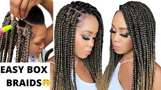 🔥SUPER EASY BOX BRAIDSRUBBER BAND METHOD TENSION FREE  CROCHET METHOD Protective Styles  Tupo1 [upl. by Olodort467]