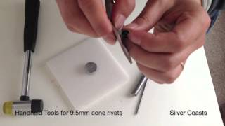 How to use handheld tool to set up cone rivets  leather craft sewing crafts [upl. by Lindo]