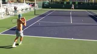 Filip Krajinovic Practice 2015 BNP Paribas Open Indian Wells [upl. by Innes467]