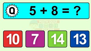 20 Math Quiz for Kids  One Digit Addition Quiz [upl. by Mainis768]