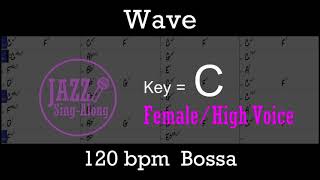 Wave  a backing track with Intro  Lyrics in C Female  Jazz SingAlong [upl. by Nyladnewg978]