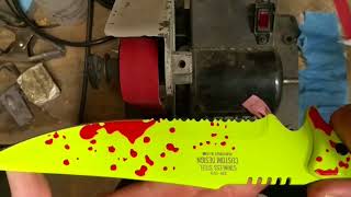 Sharpening a knife… AGAIN Using harbor freight 1x30 belt sander [upl. by Otrevogir]