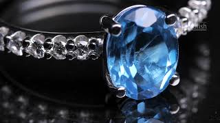 White gold wedding ring blue topaz diamonds jewelry broll [upl. by Artap20]