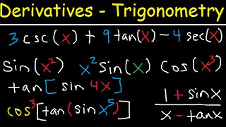 Derivatives of Trigonometric Functions  Product Rule Quotient amp Chain Rule  Calculus Tutorial [upl. by Annirtak231]