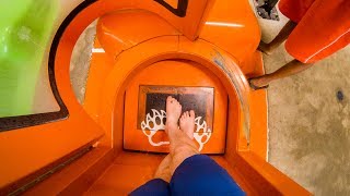 Kalahari Resort Wisconsin Dells  Orange Sahara Sidewinder  SuperLOOP Trapdoor Slide [upl. by Tnecillim]