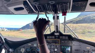 Winair Cockpit View Takeoff at Saba SABTNCS [upl. by Sset]