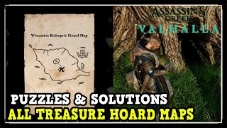 Assassins Creed Valhalla All Treasure Hoard Map Locations Puzzles amp Solutions Tattoo Design amp More [upl. by Fokos526]