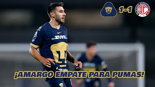 PUMAS Y TOLUCA SE VAN CON EMPATE LIGA MX APERTURA 2023 JORNADA 4  EN ZONA FUT [upl. by Arimay]