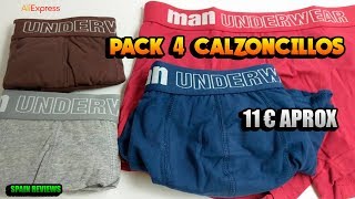 Pack 4 calzoncillos boxer 11 euros en AliExpress [upl. by Ferro685]