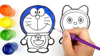 Doraemon 💯 Dorami Drawing and Coloring with Glitters  How to Draw Doraemon Cartoon for Kids [upl. by Eiuqram]