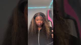 straightening my curly wig part1 curlyhair blackgirlmagic lacefrontwig wigs shorts [upl. by Amehsyt]