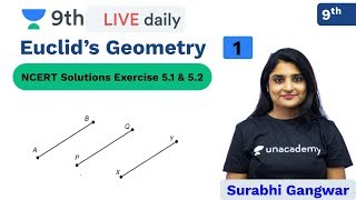 CBSE Class 9 Euclids Geometry  NCERT Solutions  Unacademy Class 9 and 10  Surabhi Maam [upl. by Dnilasor]