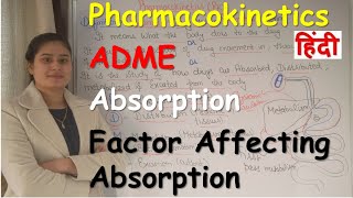 Pharmacokinetics in Hindi  Part 1  ADME  Absorption  Factor Affecting Absorption [upl. by Alohcin]